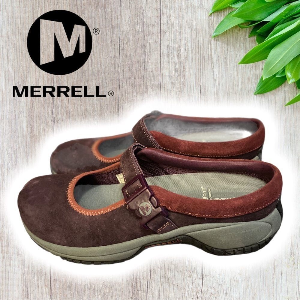 Merrell Women'sย "Encore"โLeatherโMulesโ7